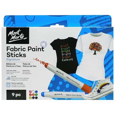 Mont Marte Solid Fabric Paint Sticks 9pce x 5g