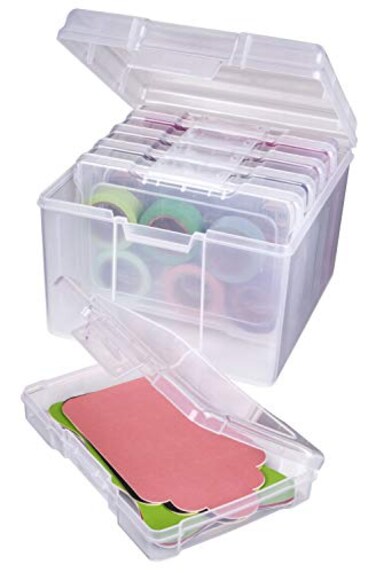 ArtBin 6947ZZ Photo Craft Organizer Set Large Box with 5 Plastic Storage Cases Inside Clear