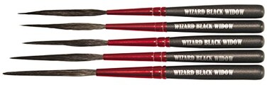 Mack Brush Andrew Mack Wizard Black Widow Scroll Striper Sizes 000 00 0 1 2 Set WBW