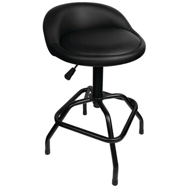 Performance Tool W85011 Pneumatic Swivel Bar Stool with Back Support 360Degree Swivel Heavy Duty Steel Frame Black