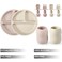 PandaEar Silicone Baby Feeding Set 2 Pack Divided Suction Plate 2 Tiny Cup with Spoons BPA Free Light TanPink