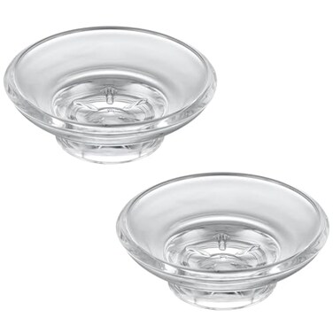 Aomasi 2 Pack Bathroom Soap Dishes Transparent Round Soap Tray for Bathroom Shower Kitchen Sink