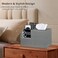 BLIENCE Square MultiFunctional Tissue Box Cover with Storage and Remote Control Holder Cube Tissue Box Organizer for Bathroom Nightstand End Table
