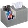 BLIENCE Square MultiFunctional Tissue Box Cover with Storage and Remote Control Holder Cube Tissue Box Organizer for Bathroom Nightstand End Table