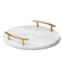 ATP MODERN White Marble Tray with Gold Handles Elegant Solid Marble Chic Modern Elegant Round Vanity Tray for Bathroom