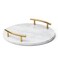 ATP MODERN White Marble Tray with Gold Handles Elegant Solid Marble Chic Modern Elegant Round Vanity Tray for Bathroom