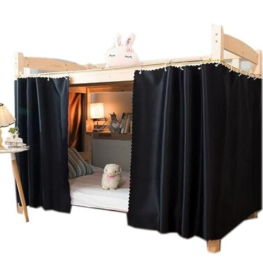Qubanda Dorm Home Solid Thicken Bunk Blackout Bed Curtains Cloth Bed Canopy Students Single Sleeper1 Panel Black