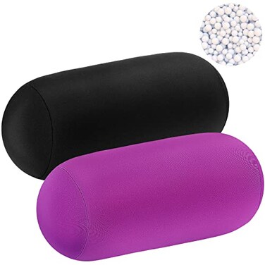 Geelin 2 Pcs Microbead Roll Pillow 118 x 63 Inch Soft Pillow Bolster Cylindrical Pillow Microbead Pillows for Sleeping Home Travel Neck Head Back Support Rest Violet Black