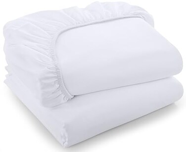 Utopia Bedding Fitted Sheet Pack of 2 Bottom Sheets Soft Brushed Microfiber Deep Pockets Shrinkage Fade Resistant Easy Care Full White
