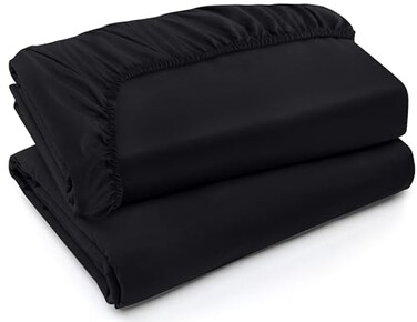 Utopia Bedding Fitted Sheet Pack of 2 Bottom Sheets Soft Brushed Microfiber Deep Pockets Shrinkage Fade Resistant Easy Care Full Black