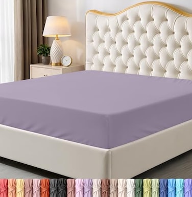 Utopia Bedding Twin Fitted Sheet Bottom Sheet Deep Pocket Soft Microfiber Shrinkage and Fade ResistantEasy Care 1 Fitted Sheet Only Lavender
