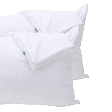 Kingnex 4 Pack Feather Proof Pillow Protectors King Size with Zipper Waterproof Down Proof Bamboo Viscose Terry Surface