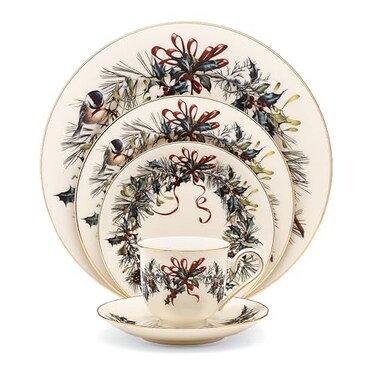 Lenox 185591602 Winter Greetings Ivory Bone China 5Piece Place Setting Christmas Dinnerware Set Holiday Hosting