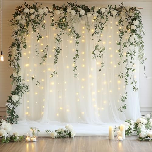 xiomot Xiomot Tulle Backdrop Curtain With Lights