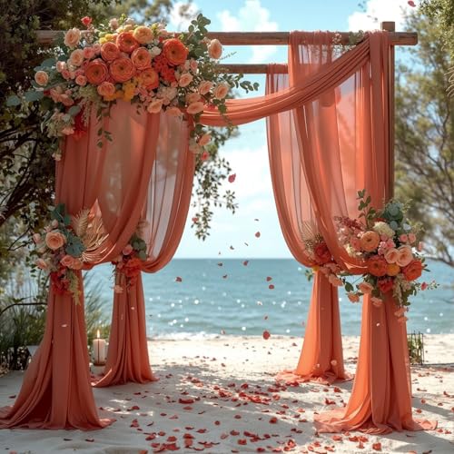 partisky Partisky Wedding Arch Draping Fabric 2 Panels 28 X 19ft Terracotta