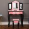 Vasitelan Vanity Table and Chair Set Vanity Set with Mirror and Stool Makeup Dressing Princess Table with Drawer Vanity Set with Mirror D Style