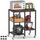 OGEMXU Kitchen Microwave CartMicrowave Stand with WheelsCoffee Bar Table Station4Tier Rolling Bakers RackSmall Appliance Storage ShelfUtility Side Table for KitchenLiving Room Rustic Brown