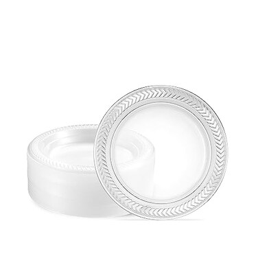 PLASTICPRO 40 Pack Clear Plastic Plates 6 Inch Durable Disposable Plastic Dinner Plates for Parties Events BBQ