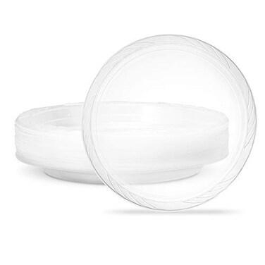 PLASTICPRO 9 inch Premium Crystal Clear Disposable Plastic Dinnerware Party Plate Pack of 40