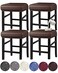 HFCNMY Stool Covers Rectangle Stretch Waterproof PU Rectangle Bar Stool Covers Vanity Stool Cover Washable Counter Stool Covers Saddle Seat Cover with Elastic Bands 4 PackCoffee