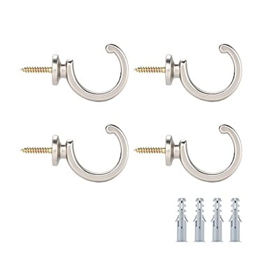 DeSS 4Pack Curtain Holdbacks Curtain Tiebacks Hooks Wall Mounted Curtain Hooks for Window DraperyClothesCoatHatTowel Silver