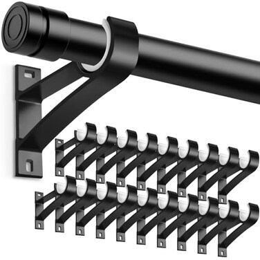 KOLAKO Curtain Rod Bracket 20 Pack Heavy Duty Holders Black Rod Hooks for Wall Support Brackets for 1 Inch Drape Poles