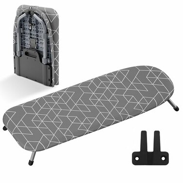 XABITAT Table Top Ironing Board with Wall Mount DCrease Portable Space Saving Mini Laundry Room Iron Board Foldable Small Ironing Board Grey