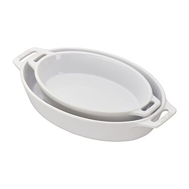Staub Ceramic 2pc Oval Baking Dish Set White