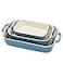 Staub Ceramic 3pc Rectangular Baking Dish Set Rustic Turquoise