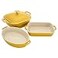 Staub Ceramic 4pc Baking Pans Set Casserole Dish with Lid Brownie Pan Citron