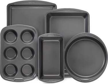 GoodCook Everyday Nonstick Steel 5Piece Bakeware Set Gray Includes Cookie Sheet Cake Pan Loaf Pan Muffin Pan and Roast Pan Durable and ScratchResistant Baking Set