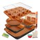 Barlket Baking Pans Set 6Pieces Non Stick Bakeware Set Stackable with Cookie Sheet Muffin RoundSquare Cake Pan Loaf Pan Rack Oven Mitt for Home Baker Gold