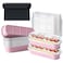 Husfunov 25 Pack Mini Cake Pans with Lids and Spoons Small Aluminum Foil Loaf Pans Rectangular Baking Containers for Party and Picnics 68oz Pink