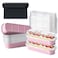 Husfunov 25 Pack Mini Cake Pans with Lids and Spoons Small Aluminum Foil Loaf Pans Rectangular Baking Containers for Party and Picnics 68oz Pink