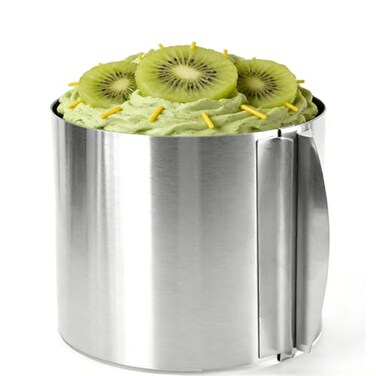 Iwinna Stainless Steel Cake Ring High 59 Inch Adjustable Diameter 6 to 12 Inch Stable Baking Ring Bakeware Tool with Precise Scaling Inside