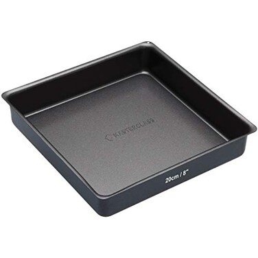 Master Class MasterClass Square Sandwich Tray Cake Tin with PTFE PFOA and BPA Free Non Stick Robust 1mm Thick Carbon Steel Square 20cm Grey
