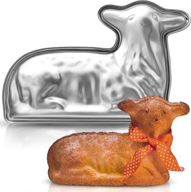 KIBS group Easter Cake Mold Lamb 2 Side 3D Traditional Aluminum Metal Lamb Cake Form for Baking Front and Back Sides