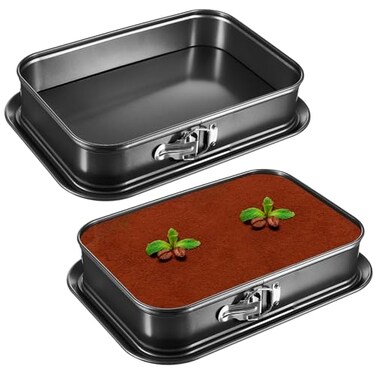 Uiifan 2 Pcs Non Stick Springform Pans Cheesecake Pan Rectangle Springform Pans Square Cake Pan with Removable Bottom for Kitchen Baking Roasting Muffin Bread Cake Brownie Bakeware 13 x 9 x 3 in