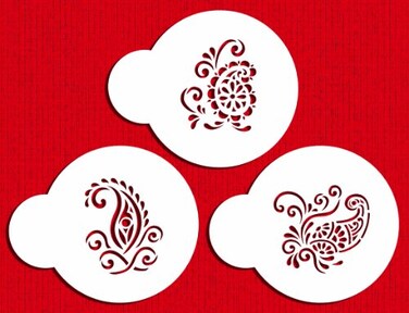 Designer Stencils Silk Paisley Cookie Stencils Mini BeigeSemiTransparent