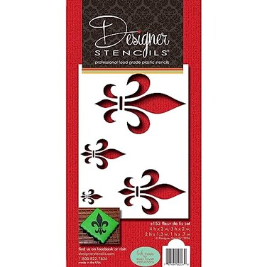 Designer Stencils Fleur De Lis Cake Stencil Motif BeigeSemiTransparent 4 X 2 3 X 2 2 X 13 1 X 07