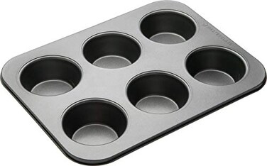 Master Class MasterClass Deep Muffin TrayYorkshire Pudding Tin 6 Hole Non Stick Mould Robust 1 mm Carbon Steel