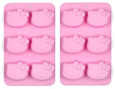 Handstand Kitchen Hello Kitty Commemorative 50th Anniversary Silicone Cupcake Mold Set Featuring Classic Bow in Limited Edition Pink