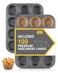 Bake Choice 2 Pack Muffin Pan for Baking Standard Cupcake Pan includes 100 Natural Cupcake Liners Muffin Tin Nonstick 12 Cup Baking Pans Set Carbon Steel Baking Supplies