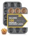 Bake Choice 2 Pack Muffin Pan for Baking Standard Cupcake Pan includes 100 Natural Cupcake Liners Muffin Tin Nonstick 12 Cup Baking Pans Set Carbon Steel Baking Supplies