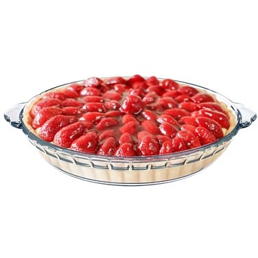 FEOOWV 1 Pack Round Glass Pie Pans for Baking Round Baking Dishes with Handles for Apple Pie Pumpkin Pie Salads Clear 10in