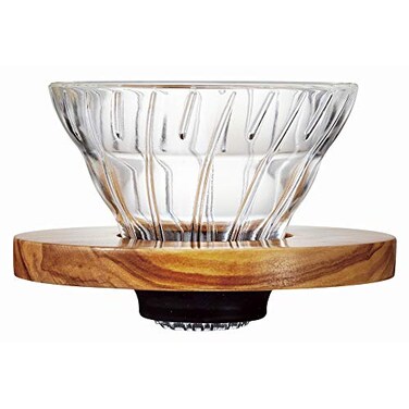 Hario V60 Glass Coffee Dripper Size 01 Olive Wood