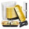 NPLUX 50 Pack Mini Cake Pans with Lids and Spoons Black Gold Rectangular Aluminum Foil Baking Pans Mini Cheesecake Containers68oz