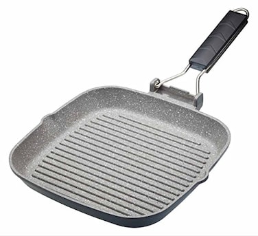 Master Class MasterClass NonStick InductionSafe Griddle Pan with Folding Handle 24 cm 95 Aluminium Black