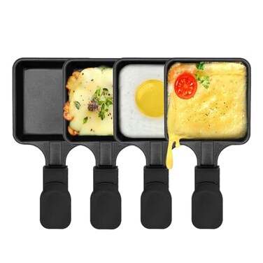 Kosmosta HONNE NonStick Coated Mini Grill Pan Cheese Melting Accessories for Raclettes ReplacementAdditional Raclette Dishes Mini Grill Pan Square Shape4PCs
