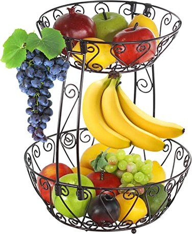 Simple Houseware 2Tier Countertop Fruit Basket Bowl Storage Bronze